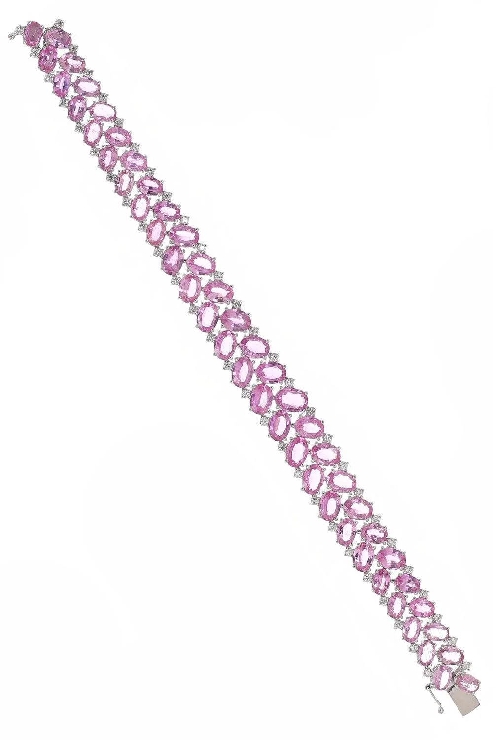 Pink Sapphire  DiamondThree Row Bracelet