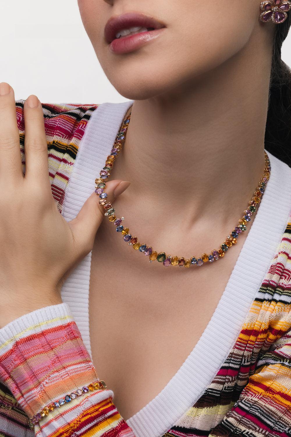 Prisma Multi-Colored Sapphire Tennis Necklace - Image 2