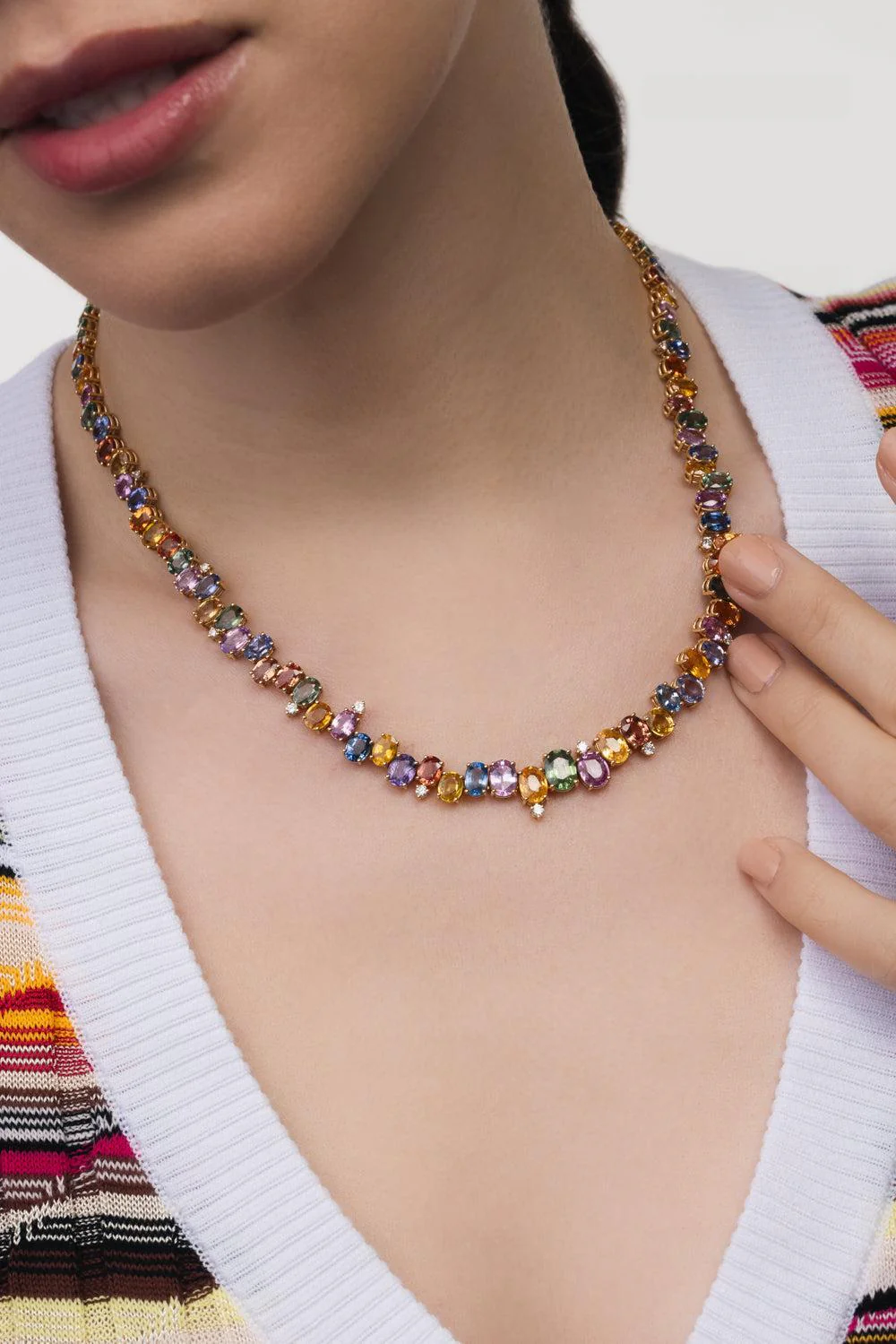 Prisma Multi-Colored Sapphire Tennis Necklace - Image 3