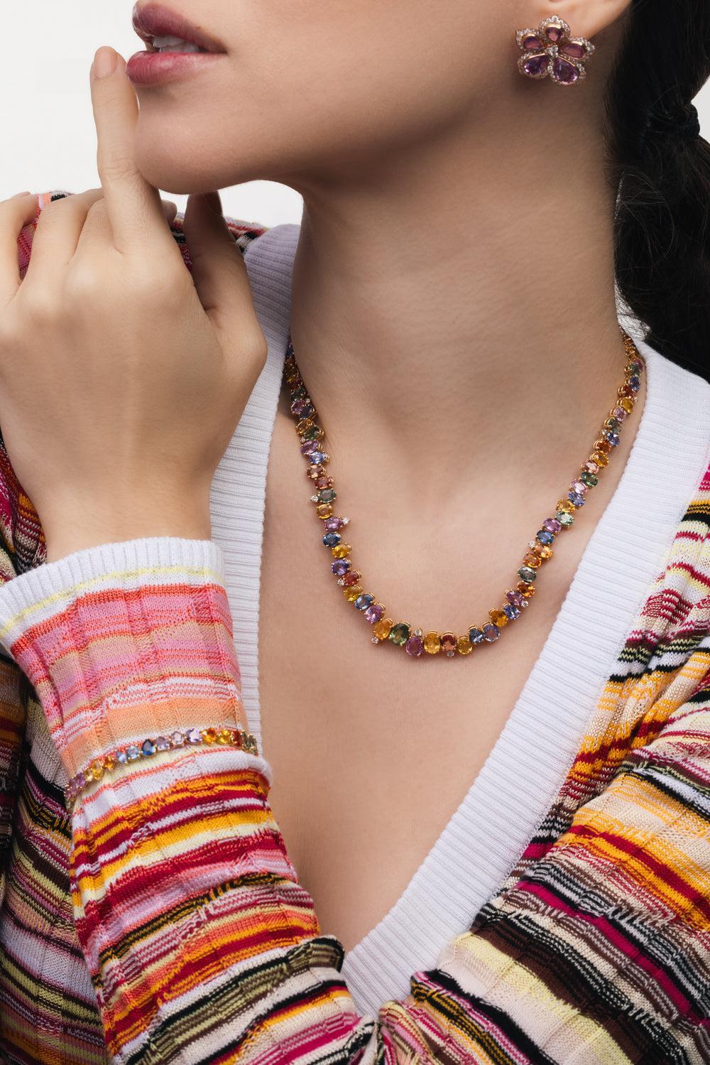 Prisma Multi-Colored Sapphire Tennis Necklace - Image 4