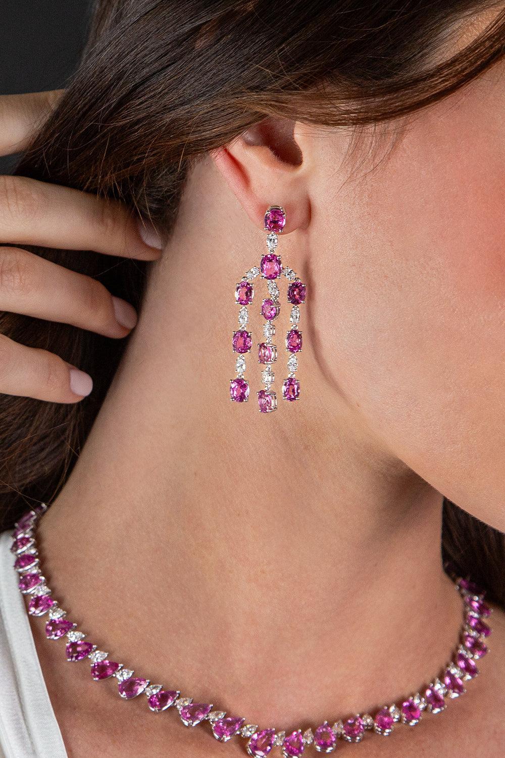 Reina Pink Sapphire Earrings - Image 2