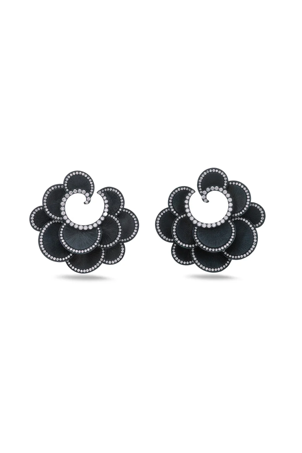Black Titanium Diamond Round Earrings