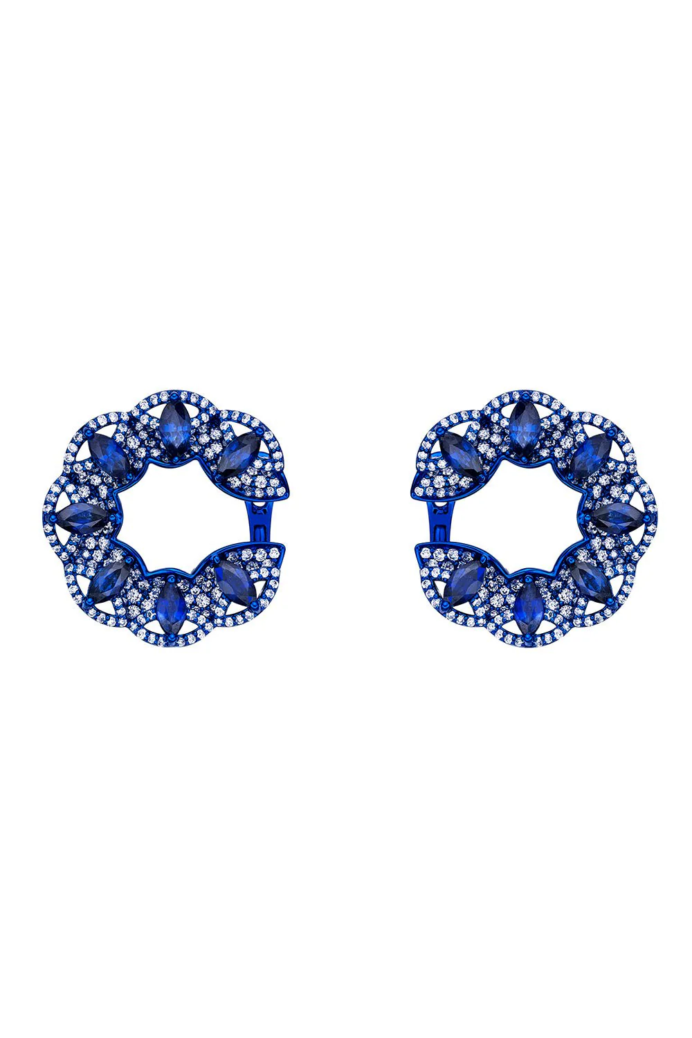 Blue Sapphire Circle Earrings