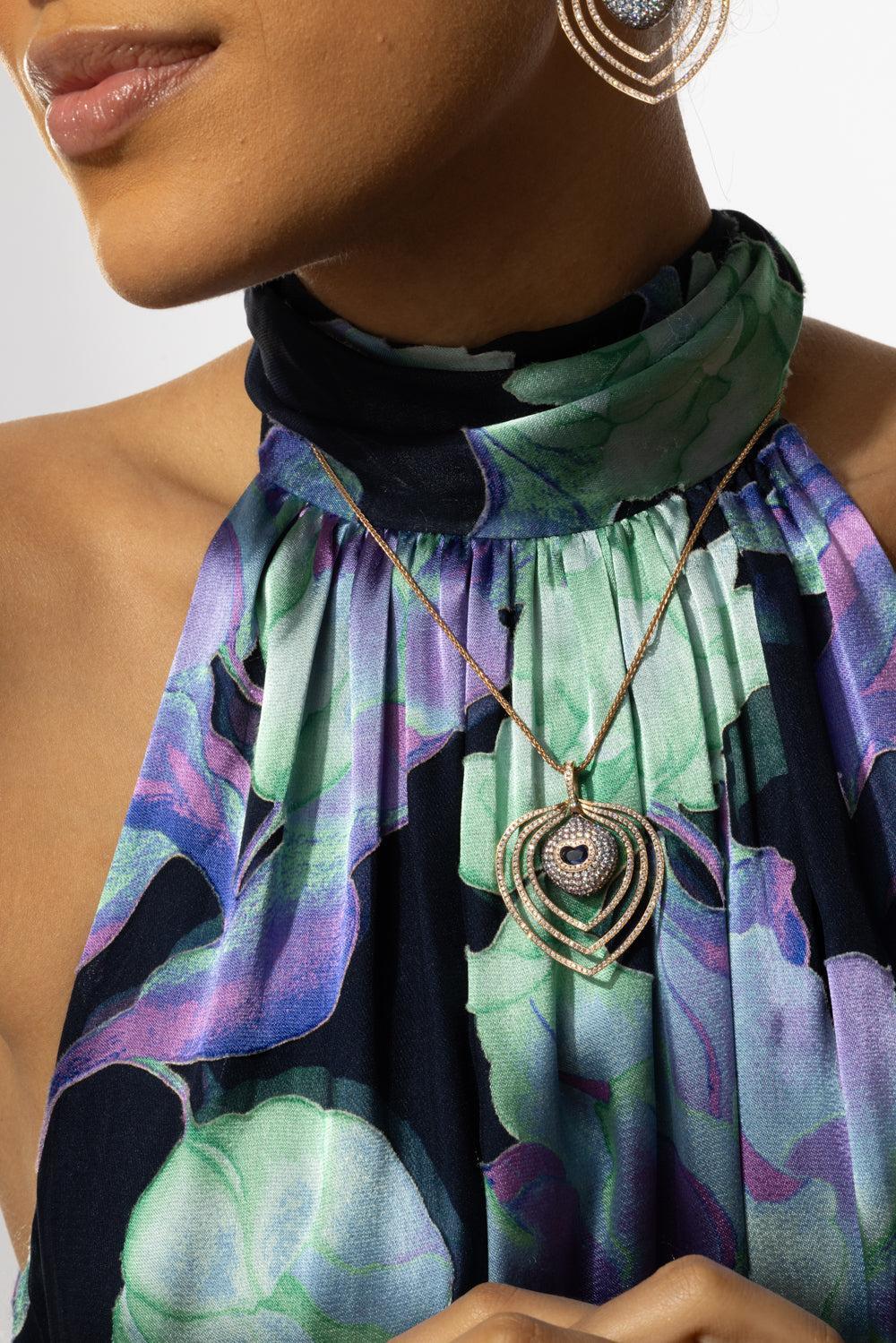 Blue Sapphire Diamond Necklace - Image 2