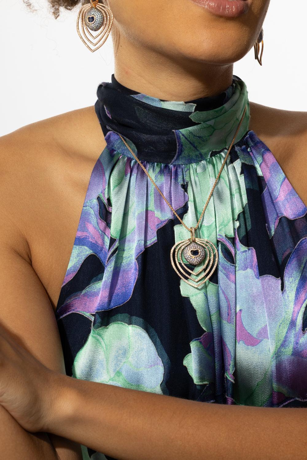 Blue Sapphire Diamond Necklace - Image 4