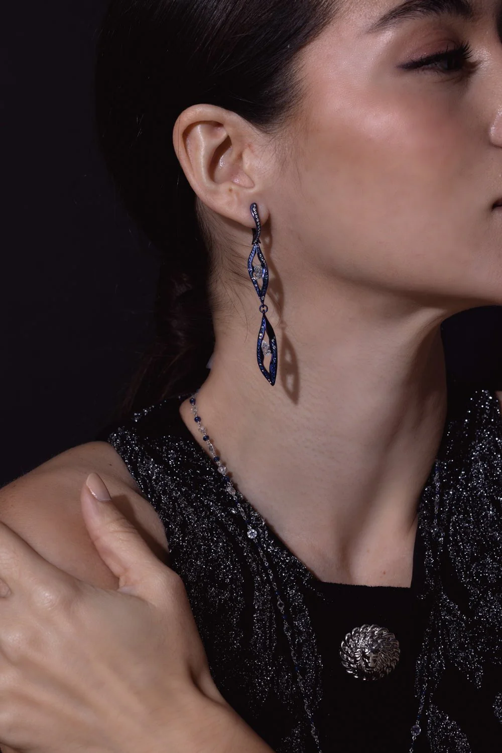 Blue Sapphire Drop Earrings - Image 2