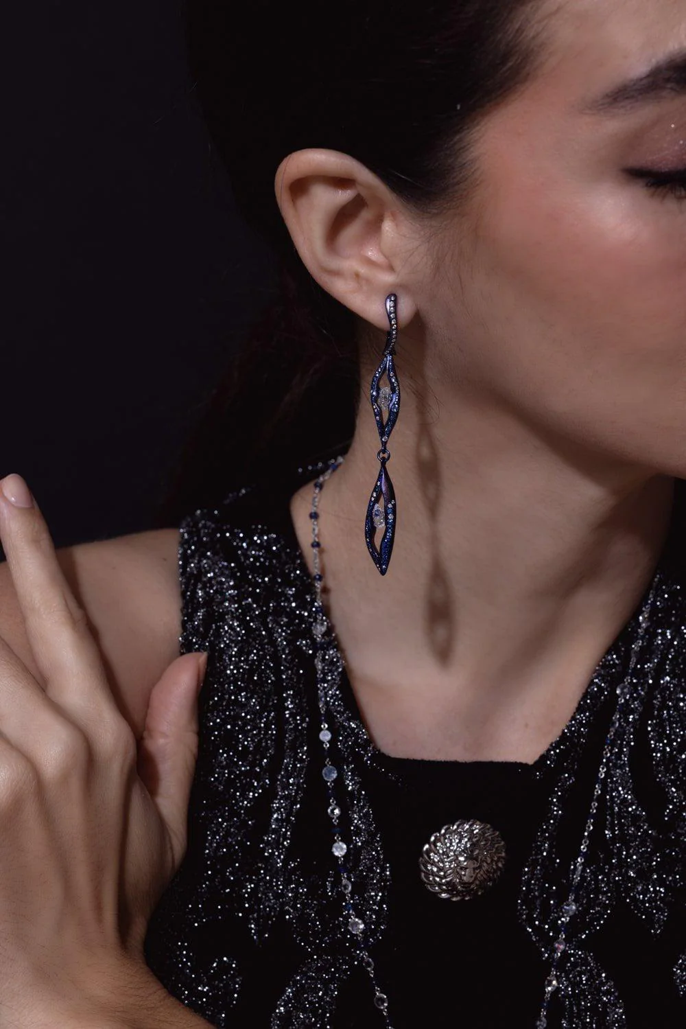 Blue Sapphire Drop Earrings - Image 3