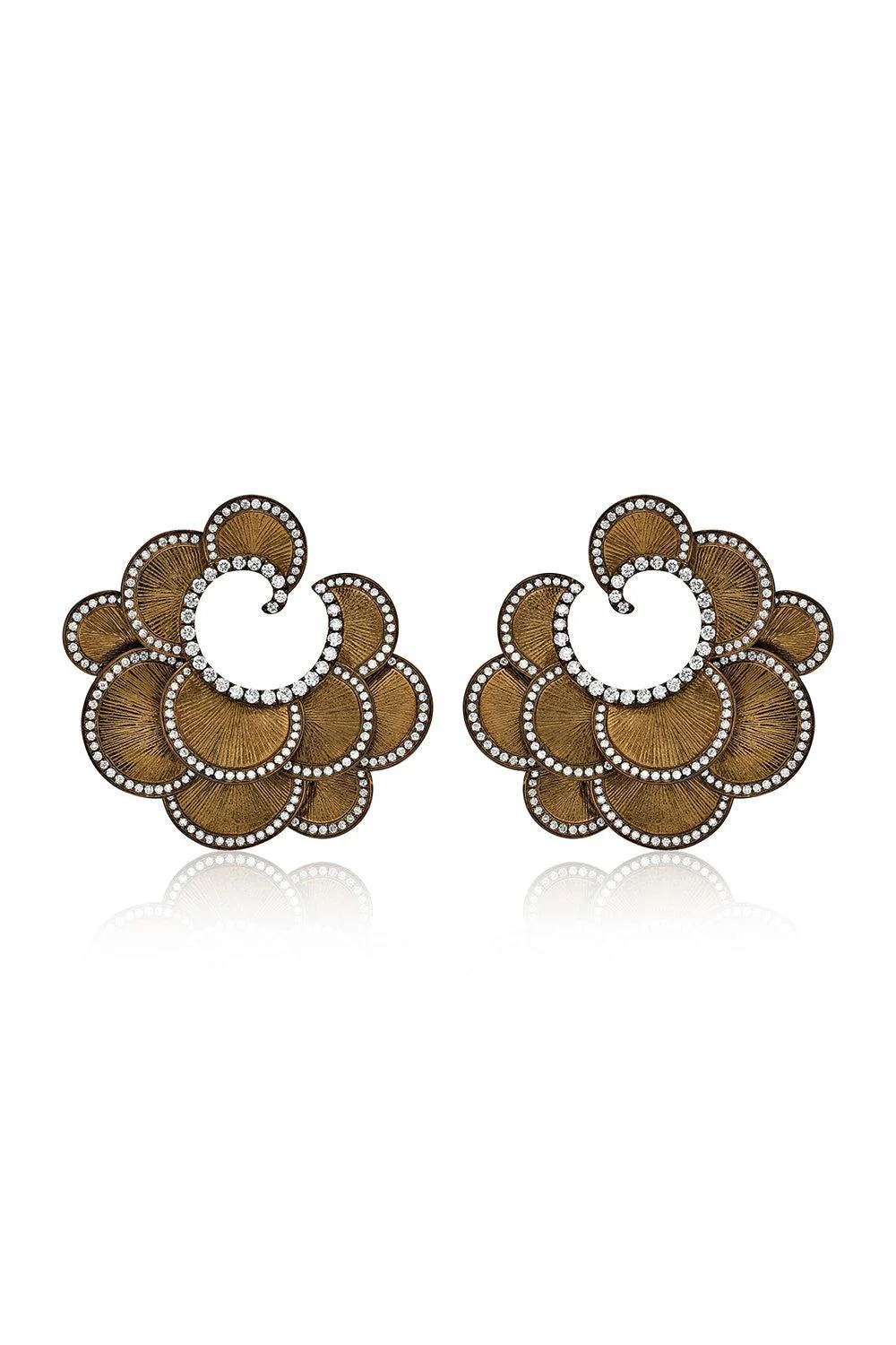 Brown Titanium Diamond Round Earrings