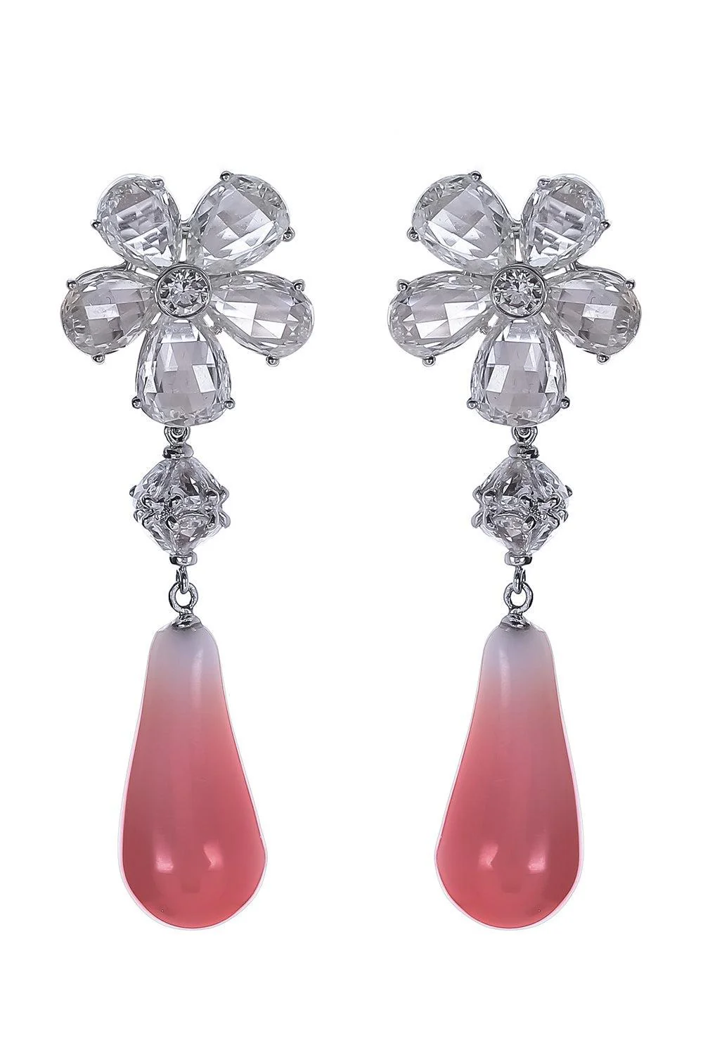 Conch Pearl Drop Diamond Earrings