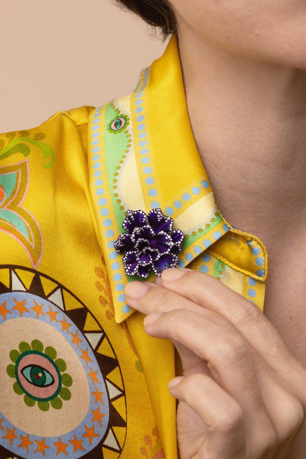 Diamond Flower Ring Brooch - Image 3