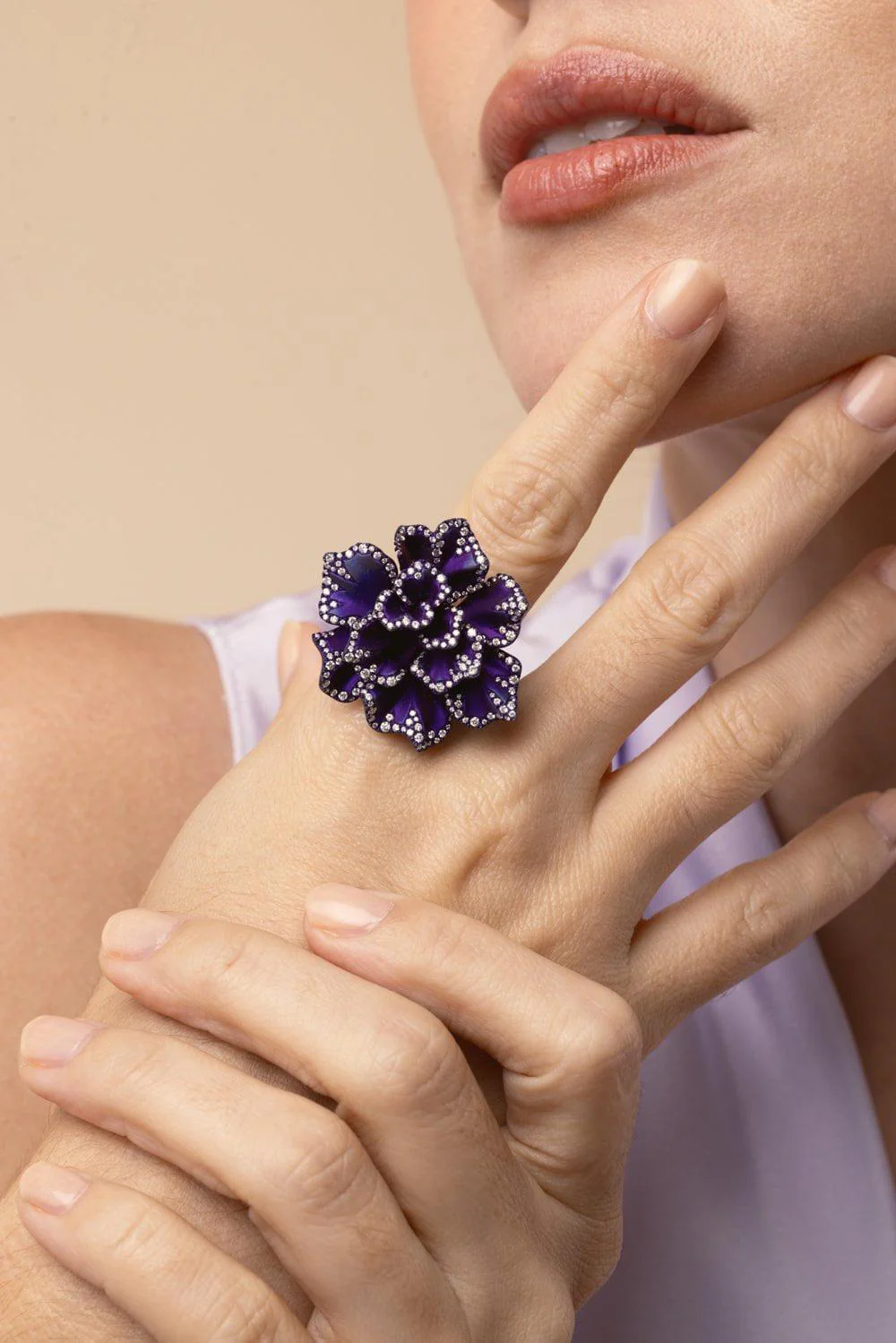 Diamond Flower Ring Brooch - Image 4