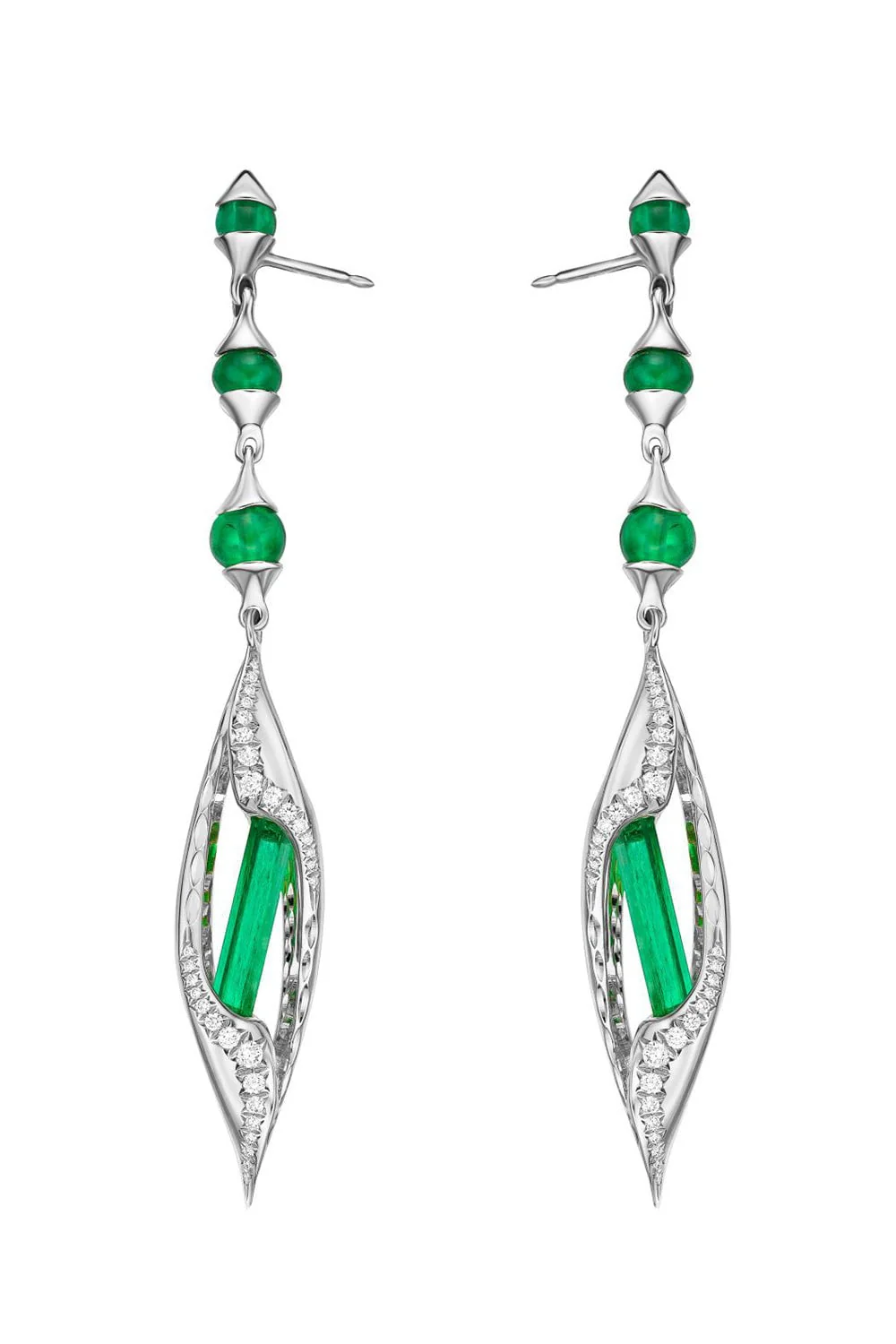 Emerald Tube Drop Earrings