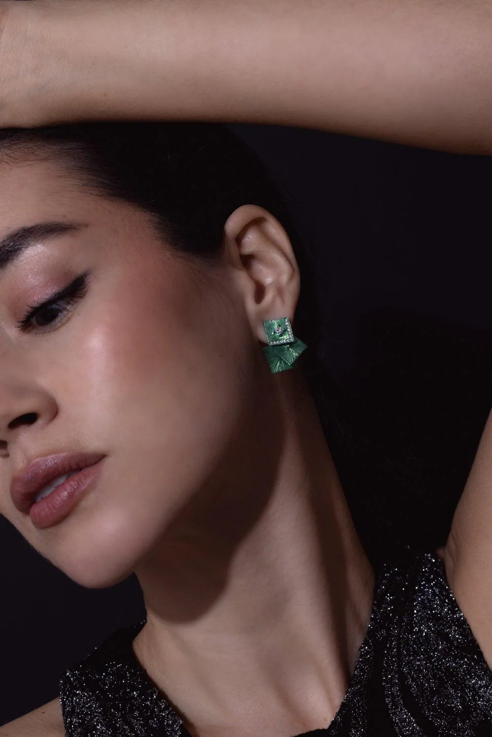 Green Multi Square Earrings - Image 4