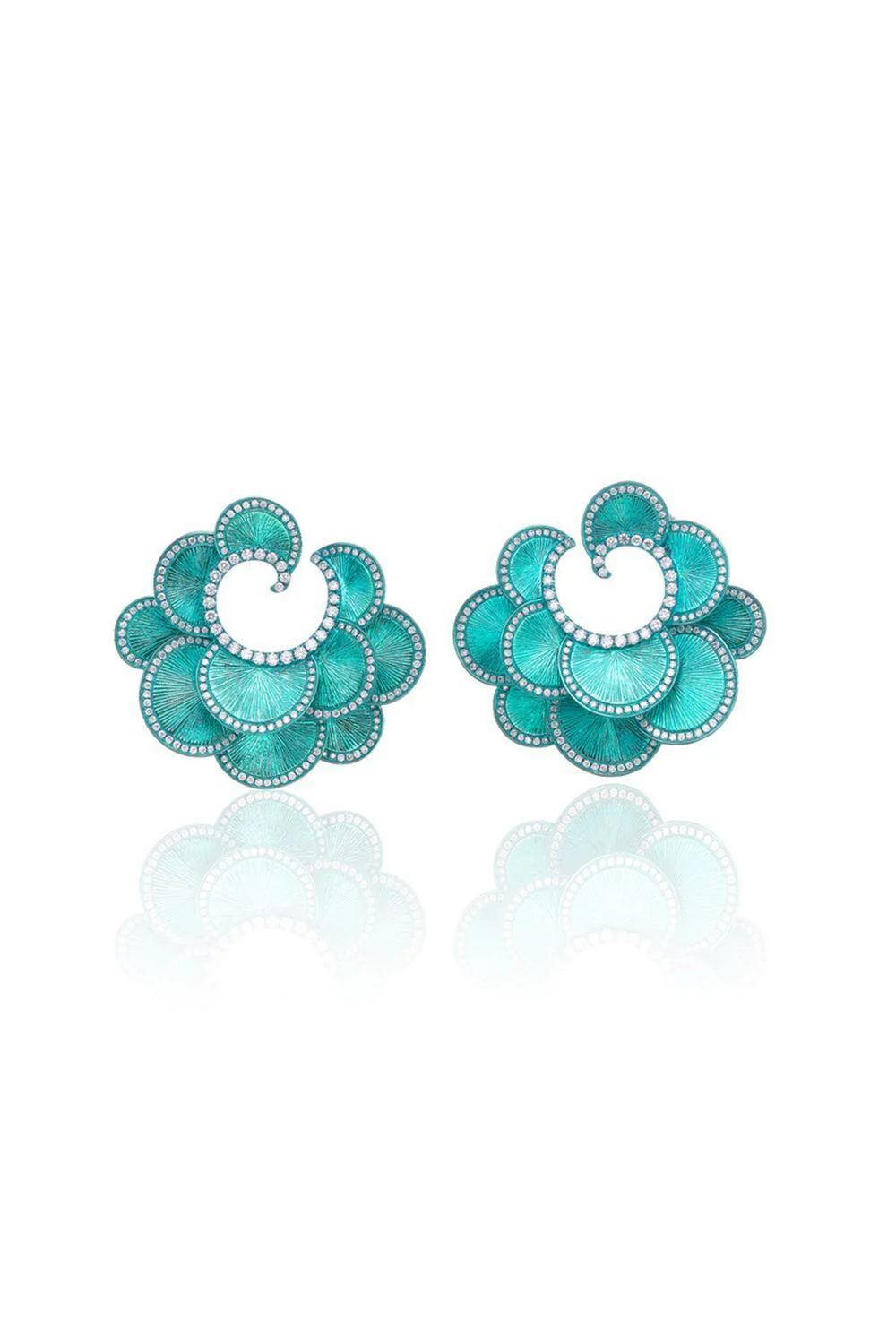 Green Titanium Diamond Round Earrings