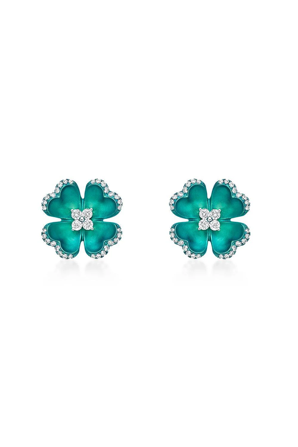 Light Green Diamond Flower Earrings
