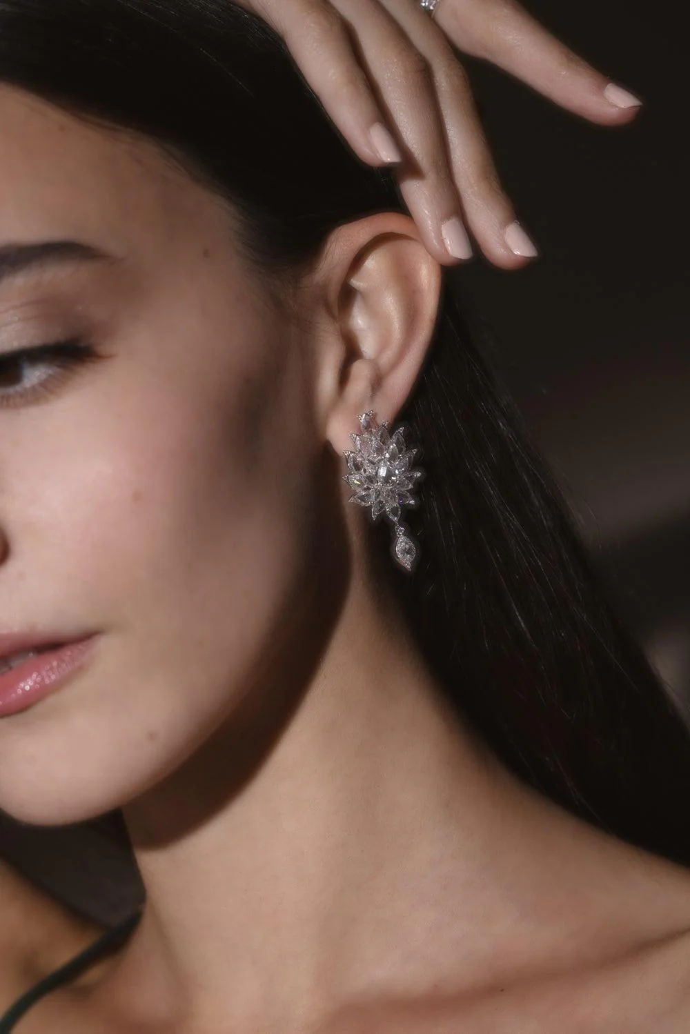 Luminecent Rose Floral Earrings - Image 2