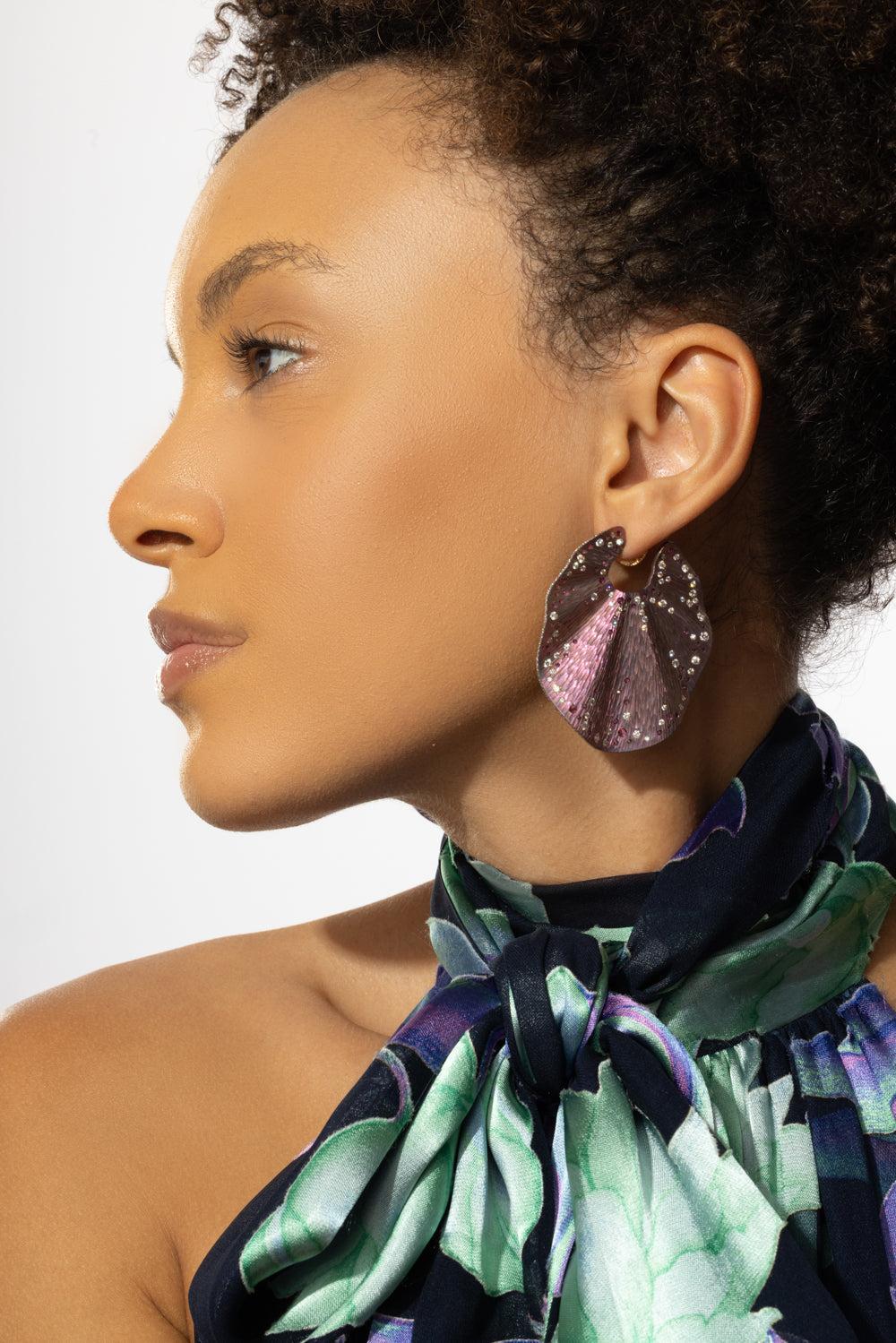 Pink Sapphire Diamond Earrings - Image 2