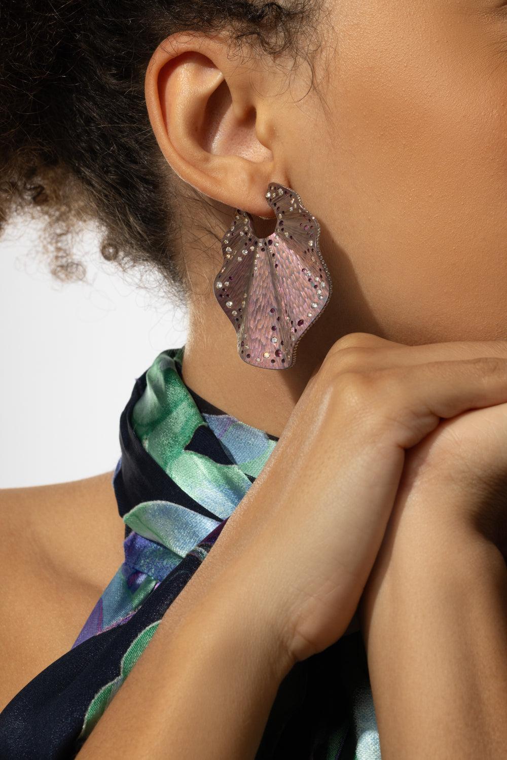 Pink Sapphire Diamond Earrings - Image 3