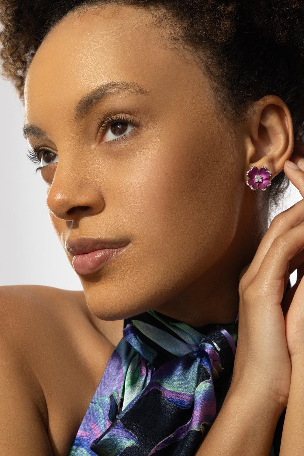 Pink Titanium Diamond Earrings - Image 2