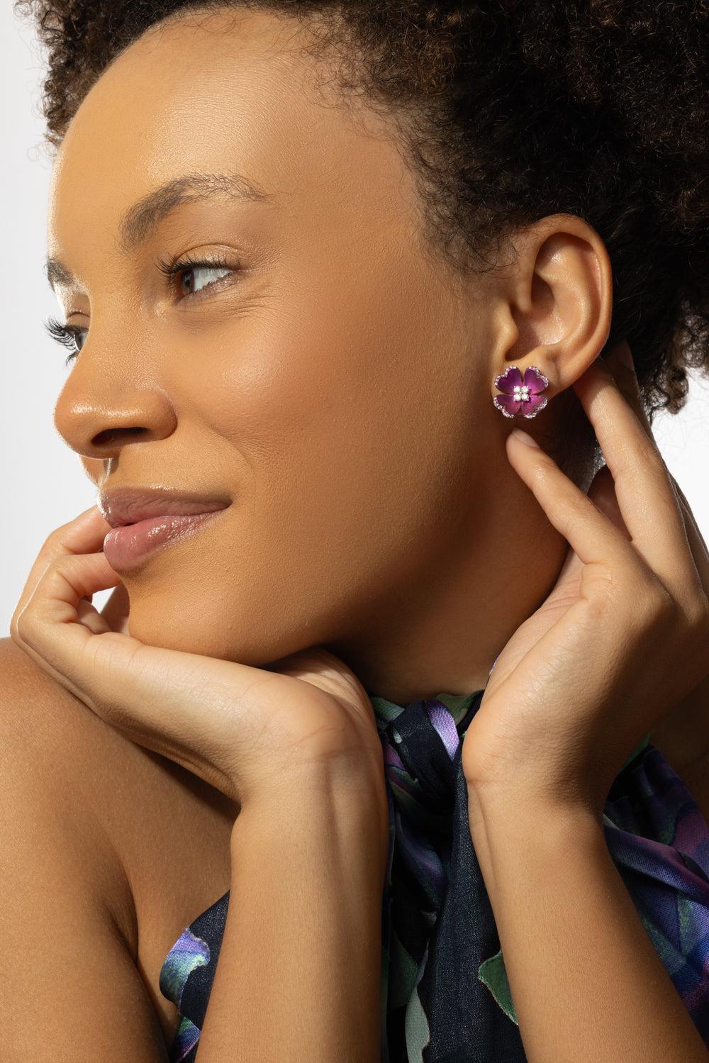 Pink Titanium Diamond Earrings - Image 3
