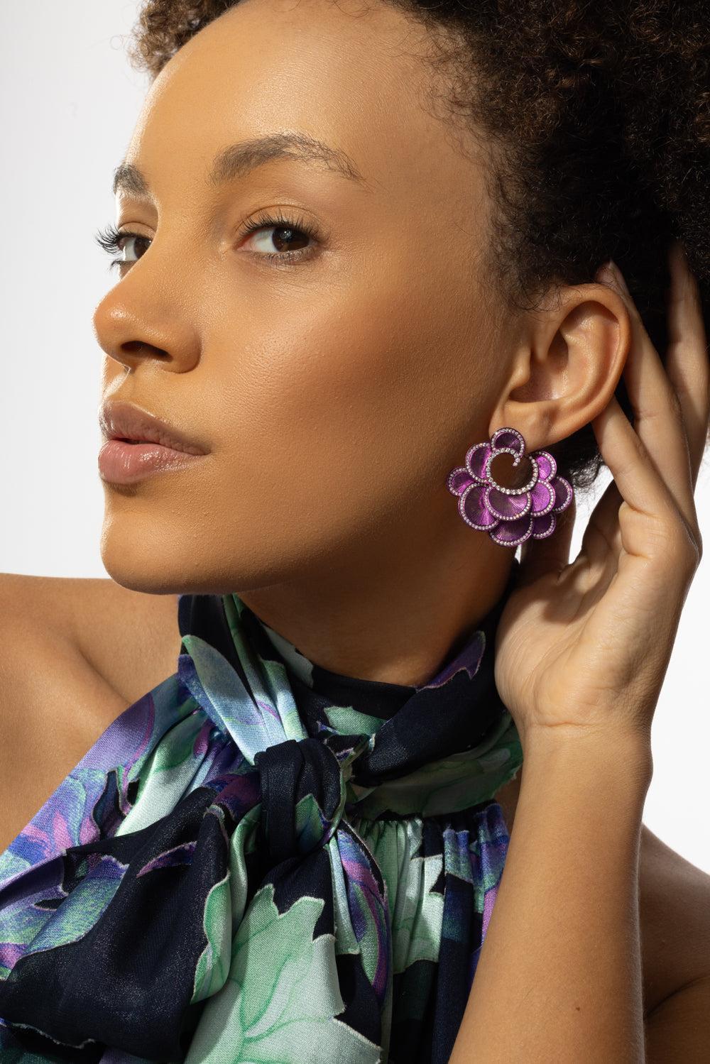 Pink Titanium Diamond Earrings - Image 3