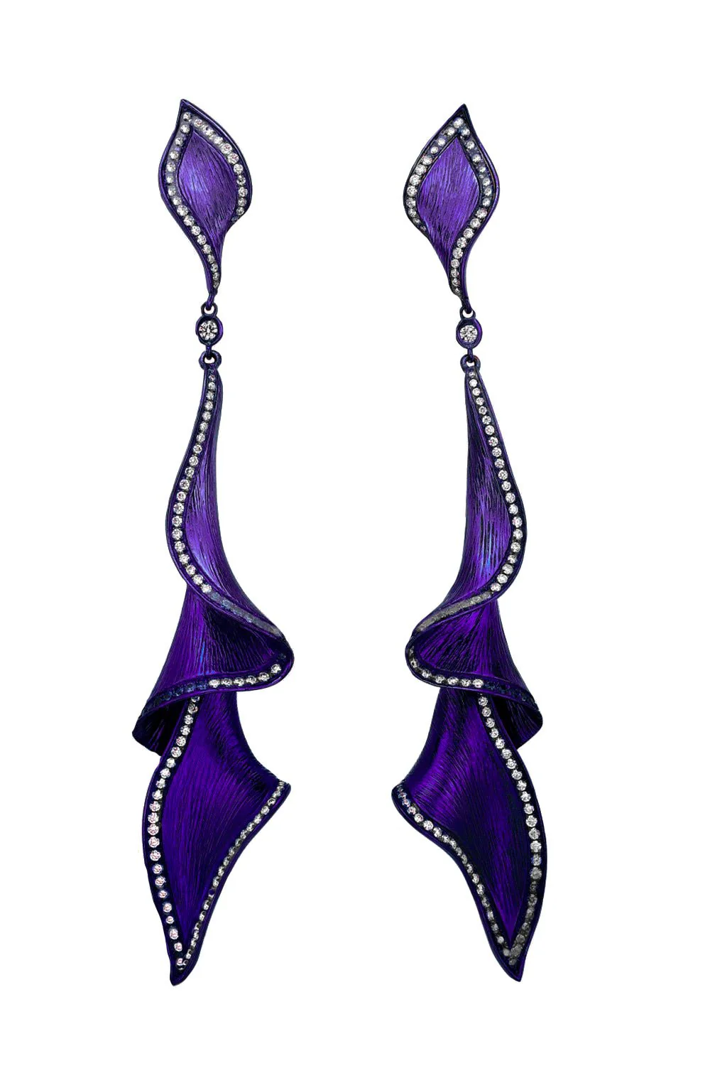 Purple Diamond Drop Earrings
