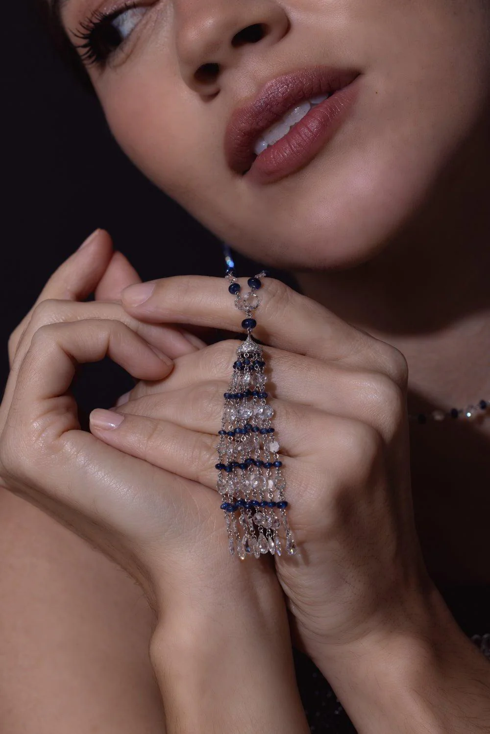 Sapphire Diamond Tassel Necklace - Image 2