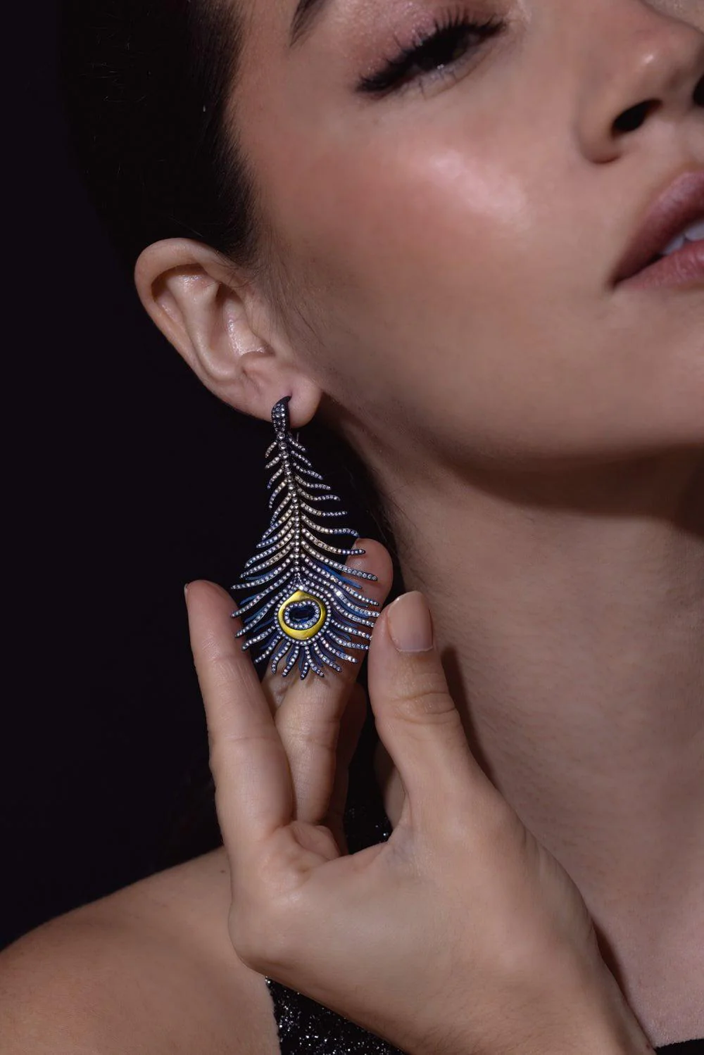 Sapphire Feather Earrings - Image 2