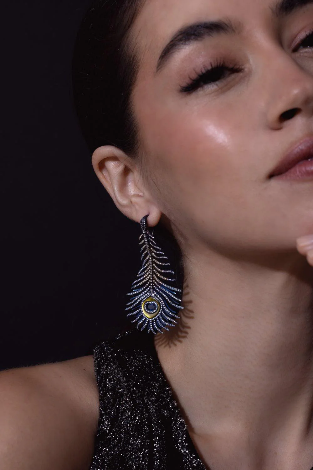Sapphire Feather Earrings - Image 4