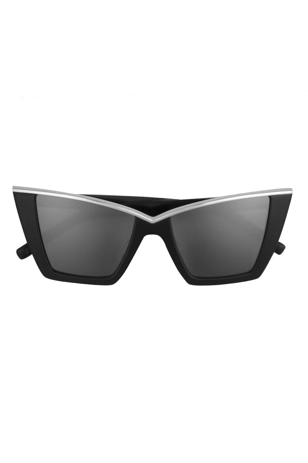 Retro Cat Eye Sunglasses - Black Silver