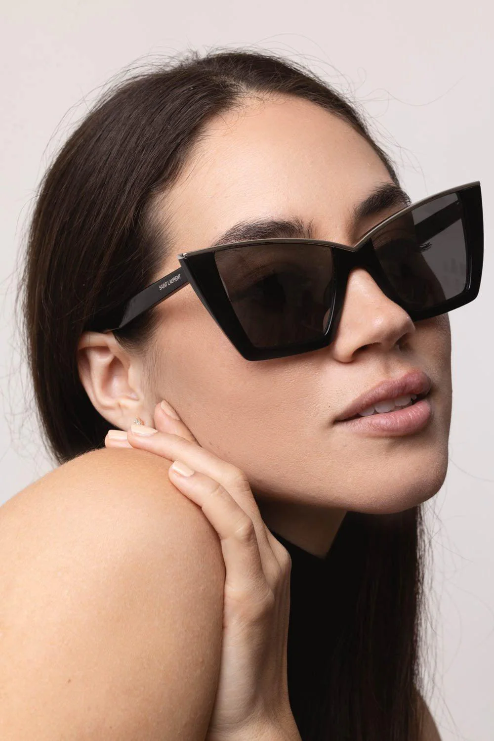 Retro Cat Eye Sunglasses - Black Silver - Image 4