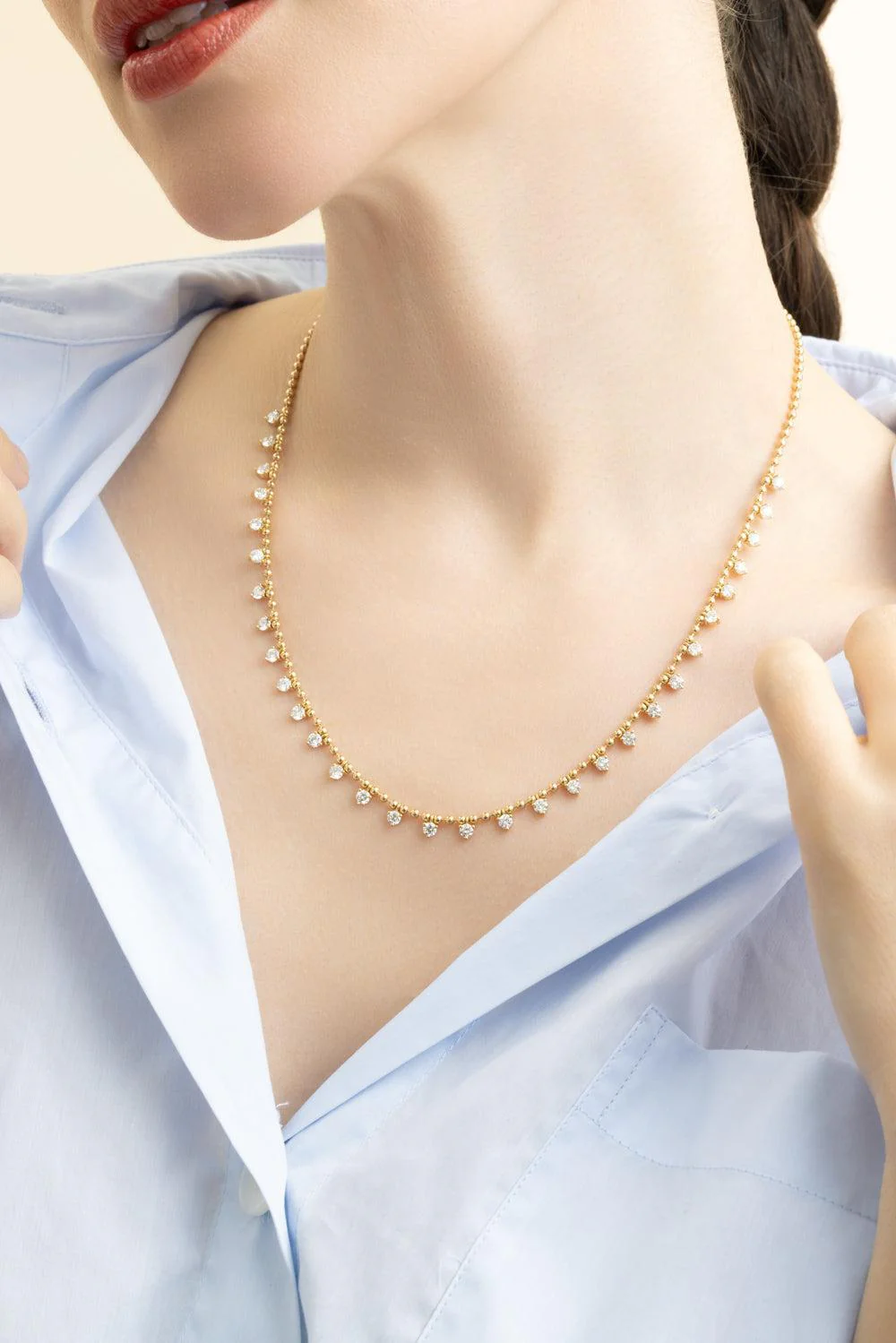 Diamond Drop Round Diamond Necklace - Image 3