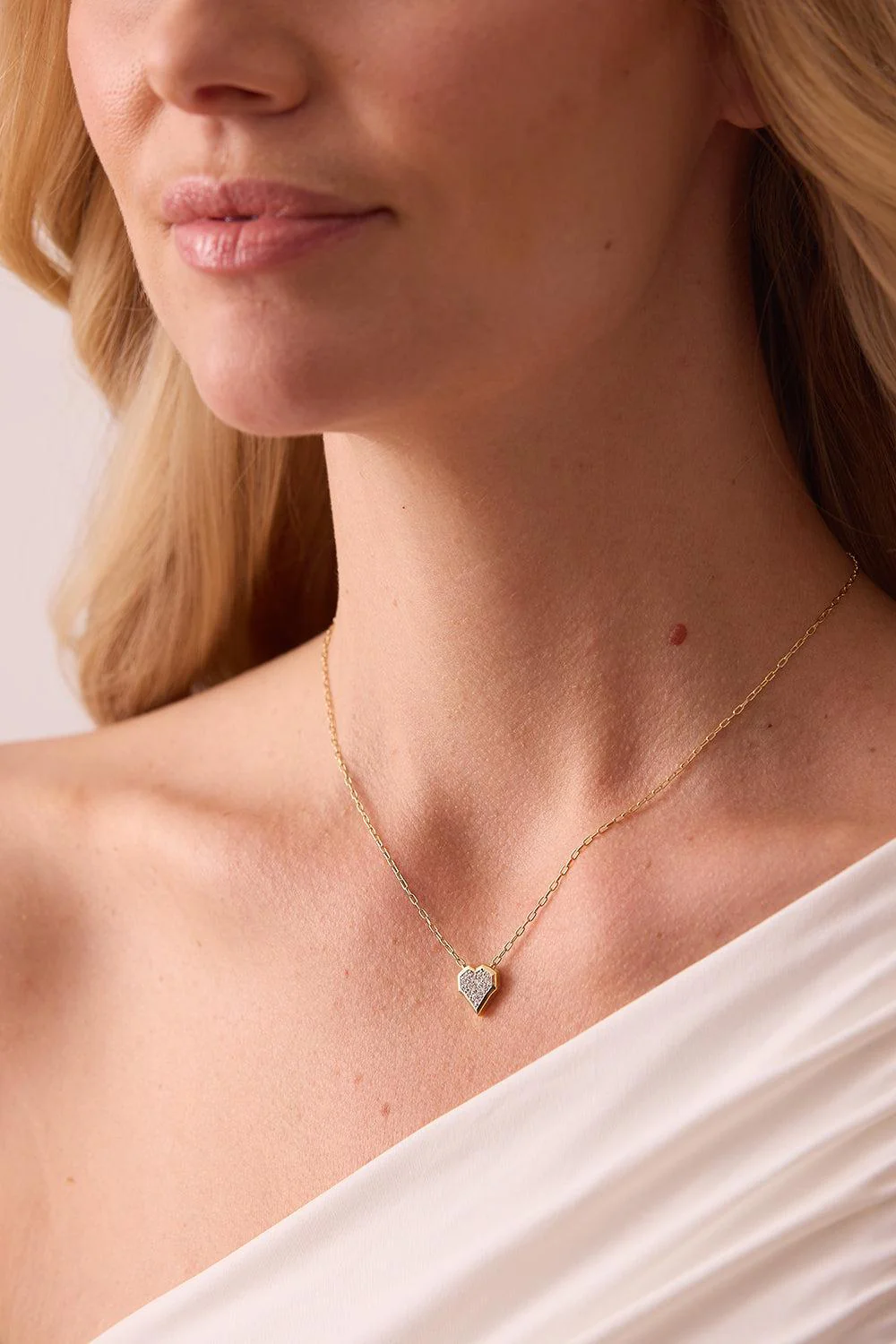 Diamond Honey Comb Heart Necklace - Image 2