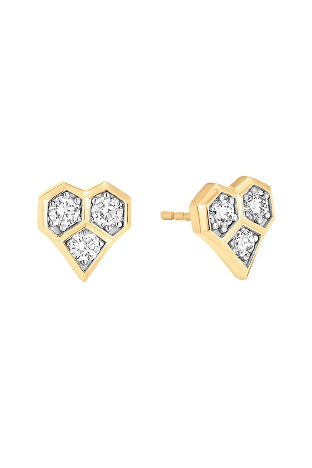Diamond Honey Comb Heart Stud Earrings