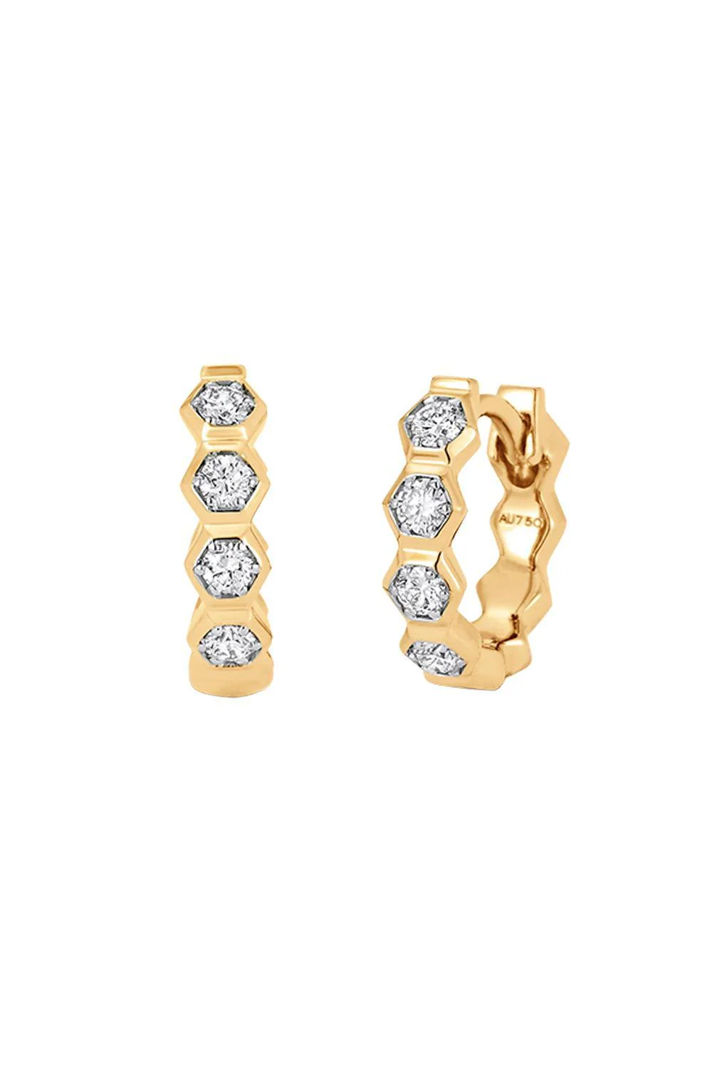 Diamond Honey Comb Huggie Earrings