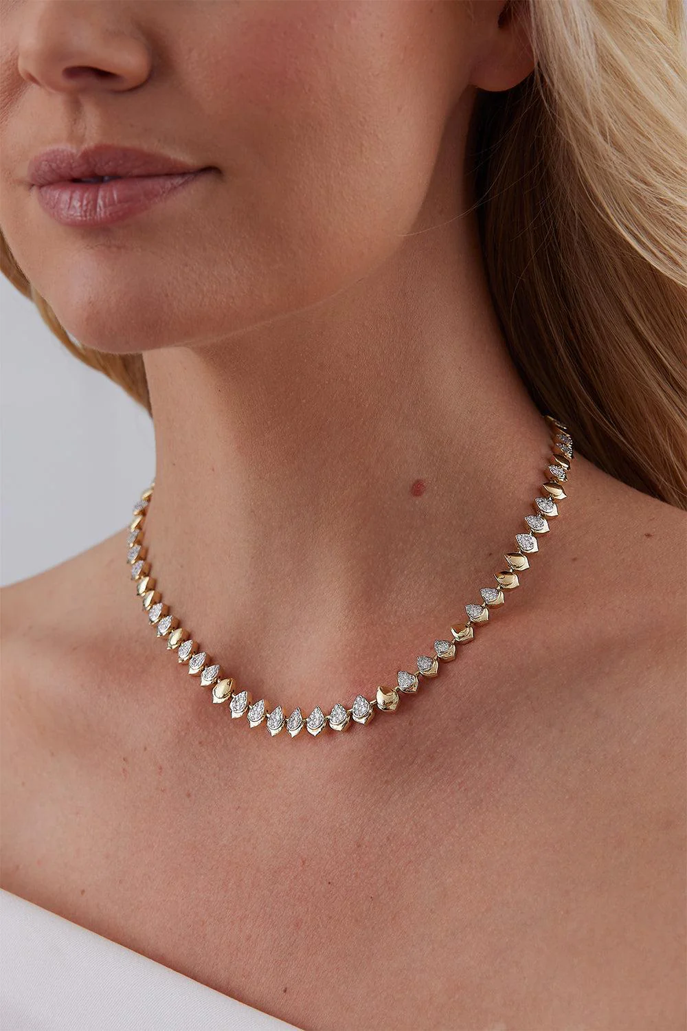 Diamond Pear Halo Choker Necklace - Image 3