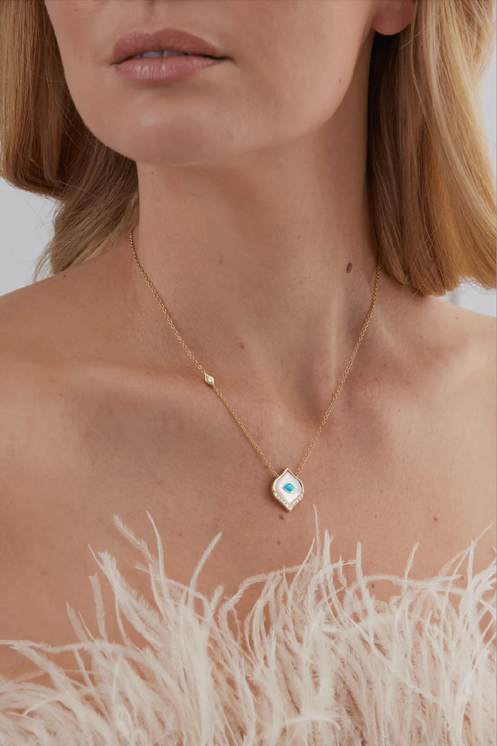 Donna Pearl Turquoise Pendant Necklace - Image 2