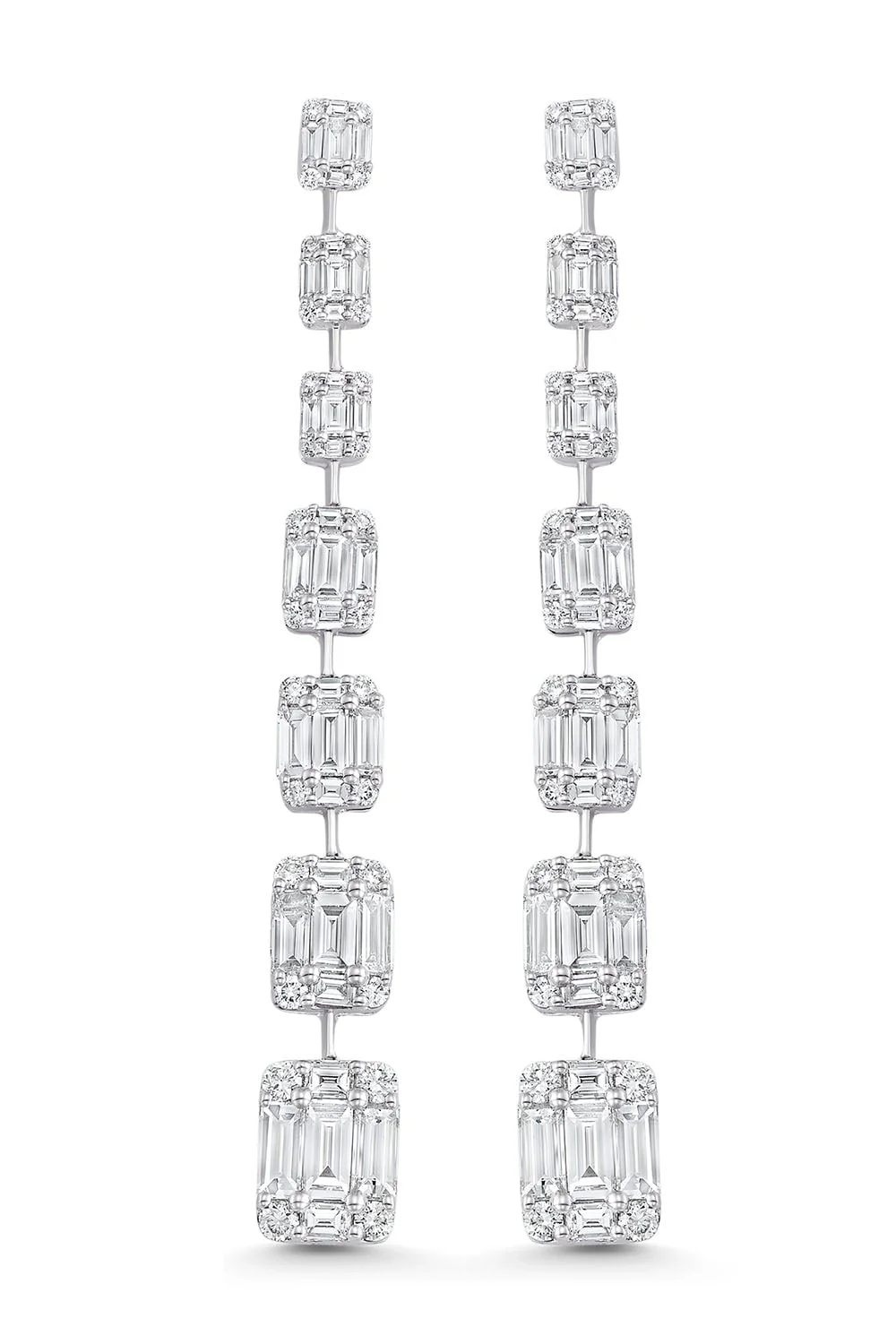 Illusion 7 Cluster Diamond Drop Earrings