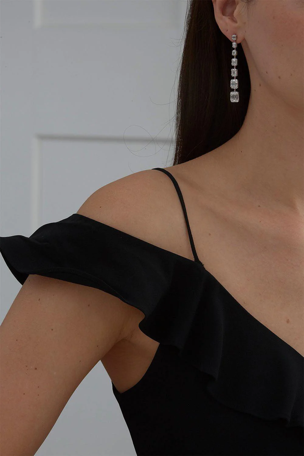 Illusion 7 Cluster Diamond Drop Earrings - Image 2