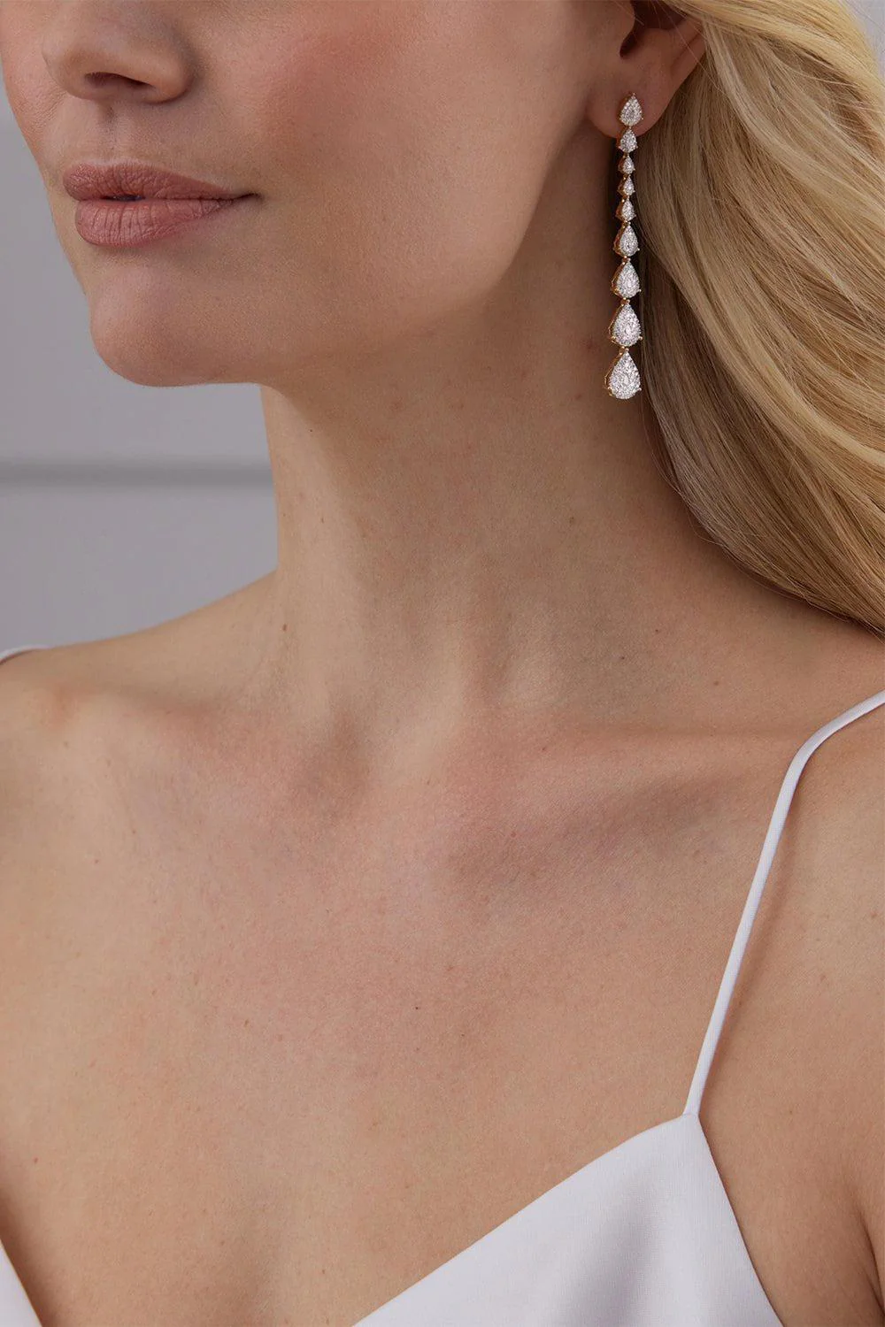 Illusion Diamond Cluster Drop Earrings - Image 2