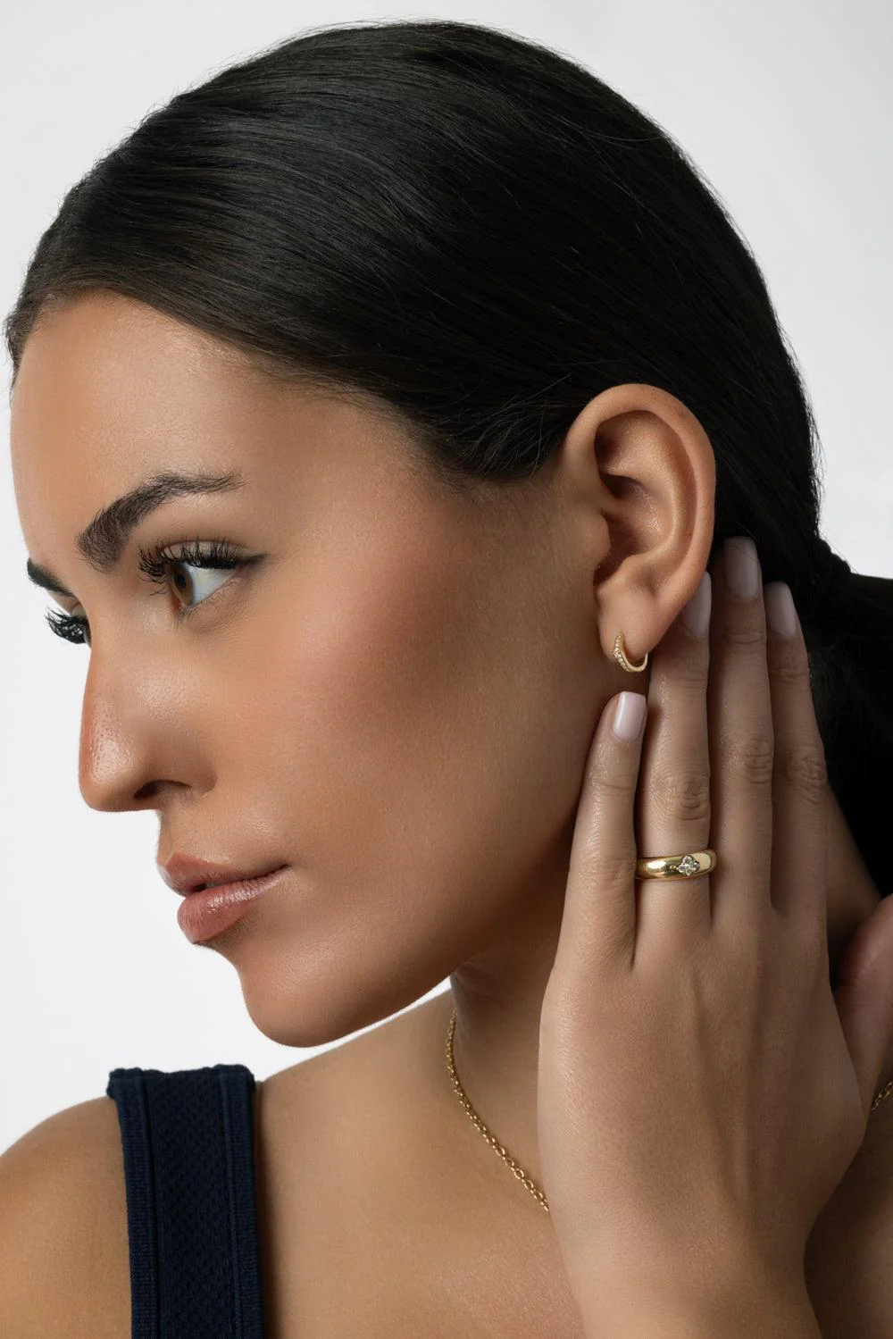Lucia Diamond Cluster Huggie Earrings - Image 3