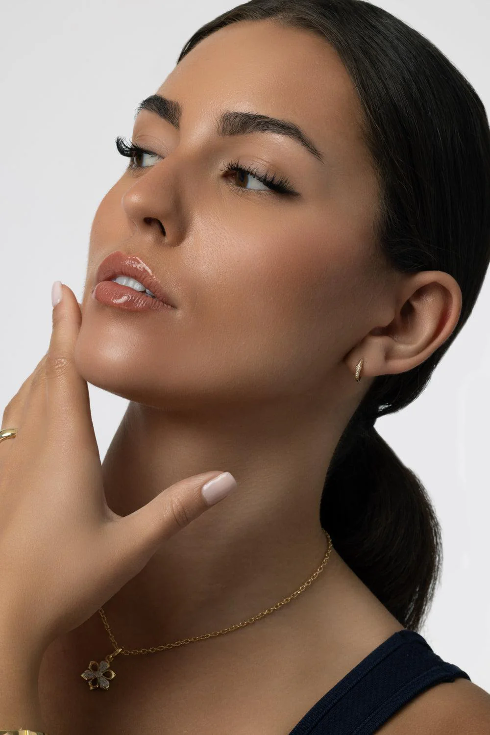 Lucia Diamond Cluster Huggie Earrings - Image 4