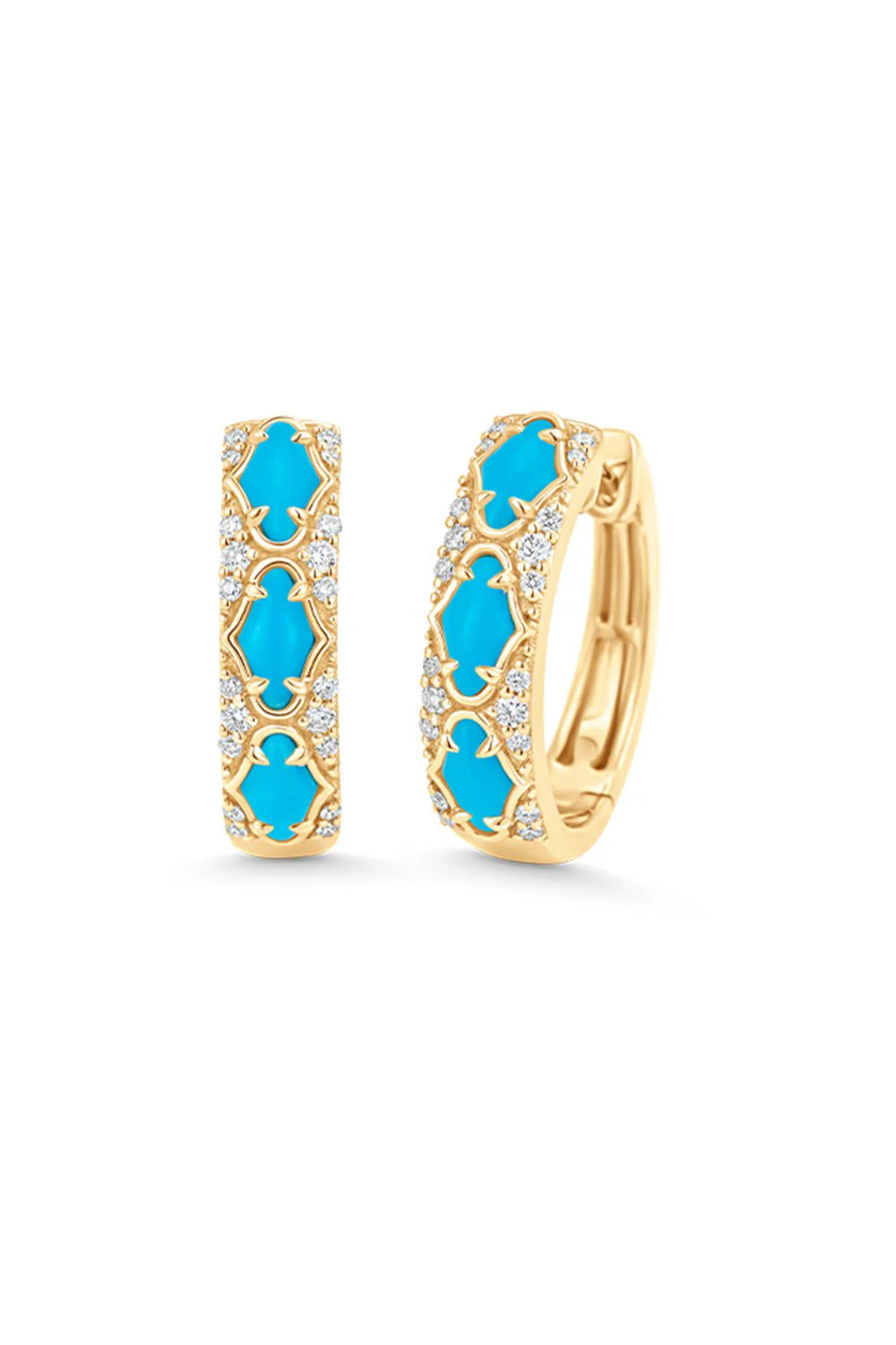 Lucia Turquoise Diamond Huggie Earrings