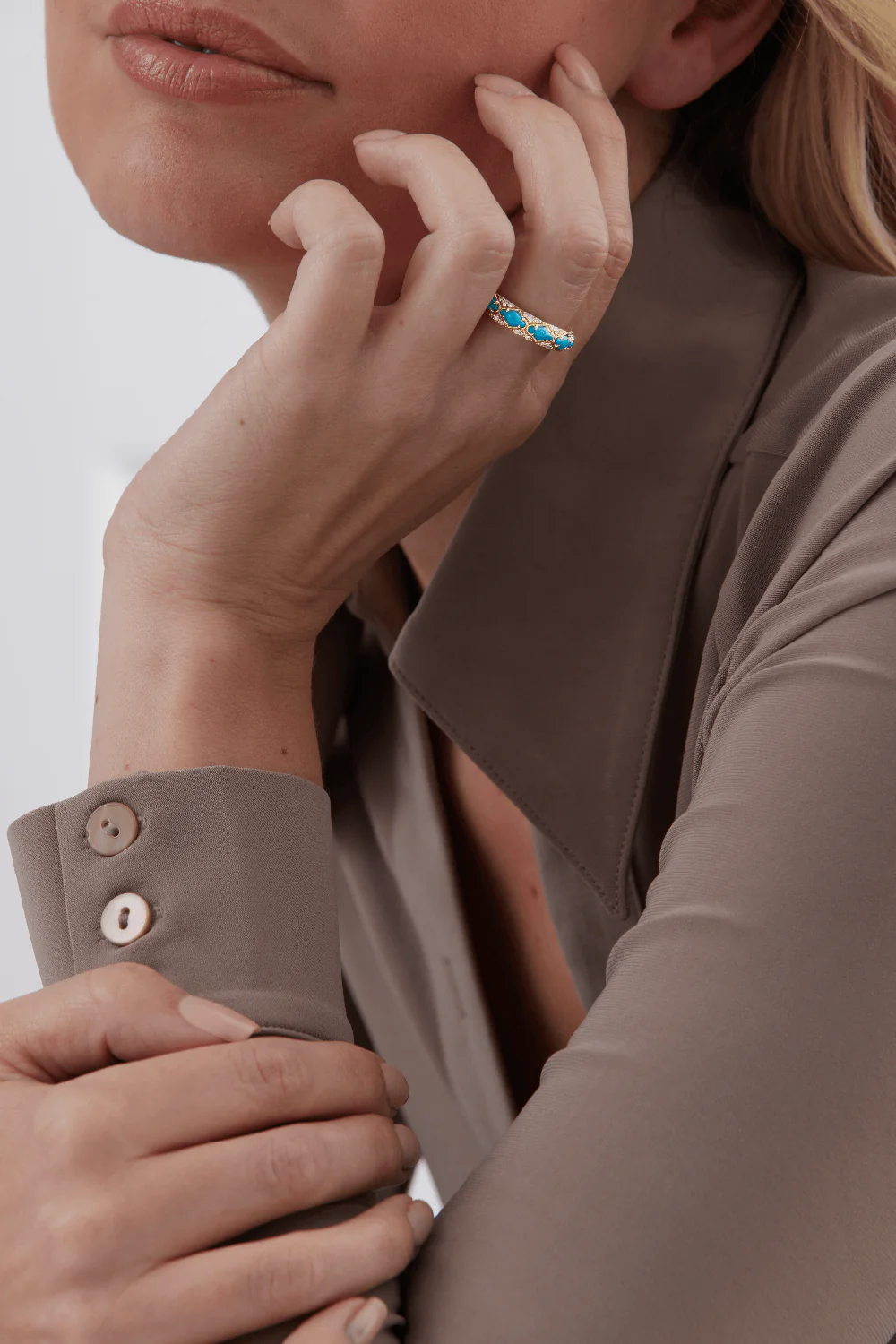 Lucia Turquoise Diamond Thin Ring - Image 2