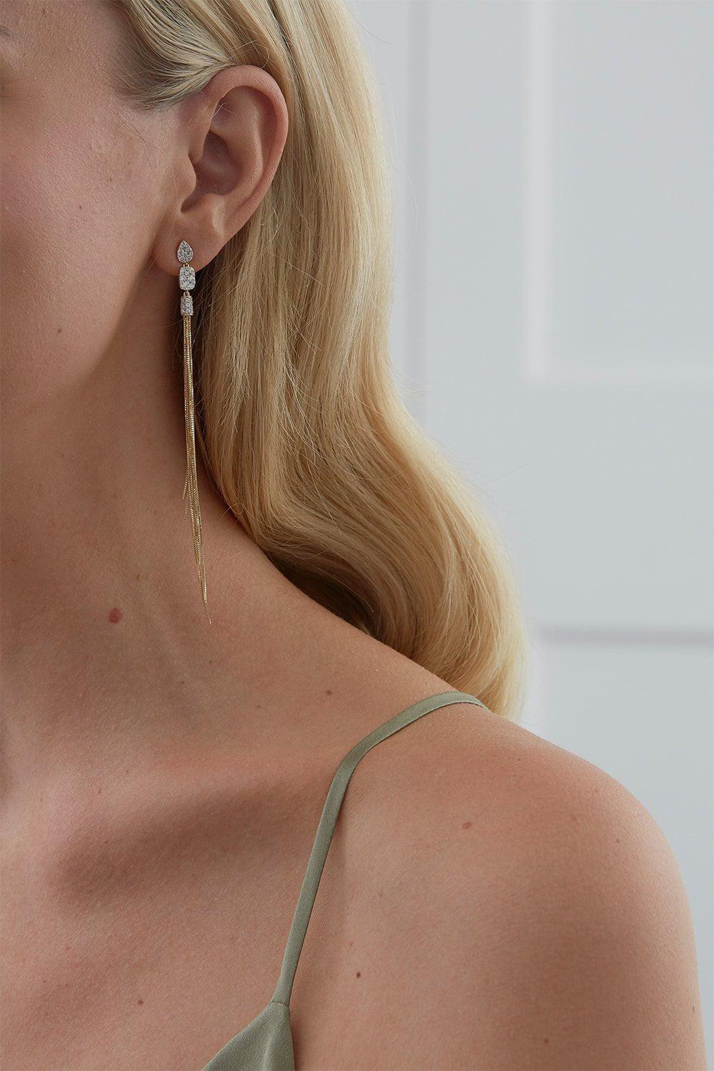 Nappa Diamond Tassel Earrings - Image 2