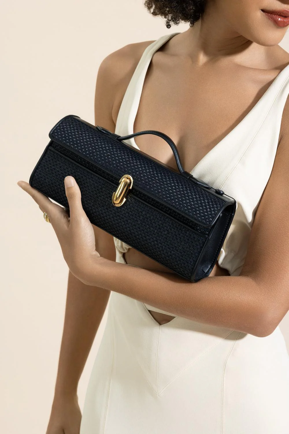 Slim Symmetry Pochette - Black Raffia - Image 4