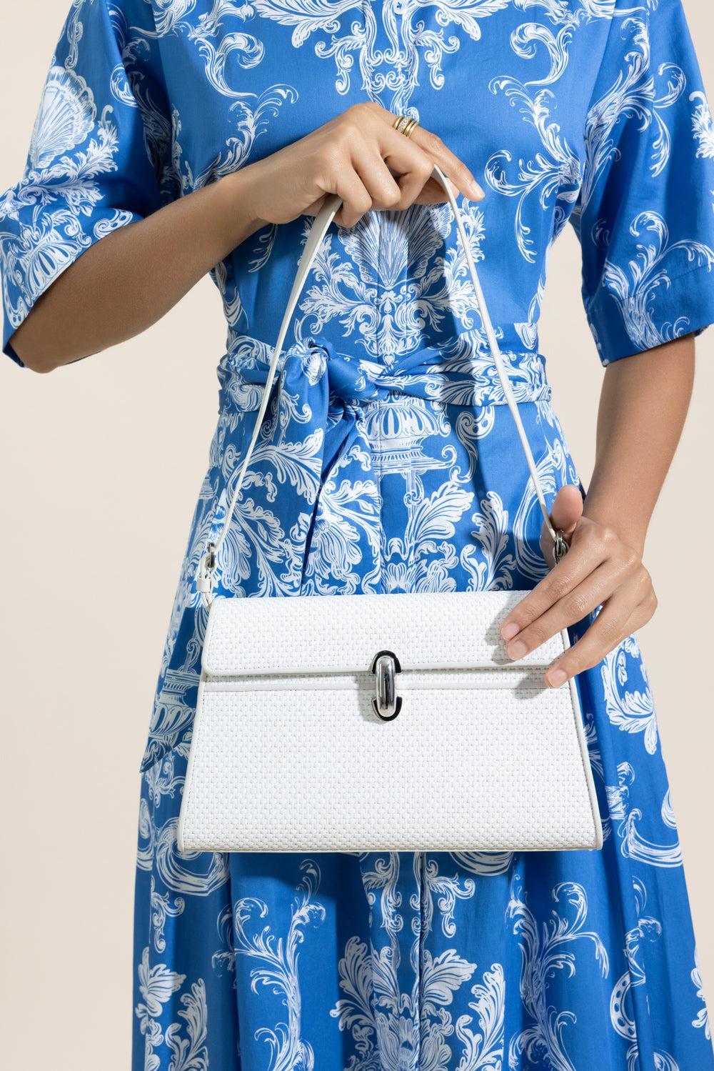 Symmetry Shoulder Bag - Ivory Raffia - Image 3