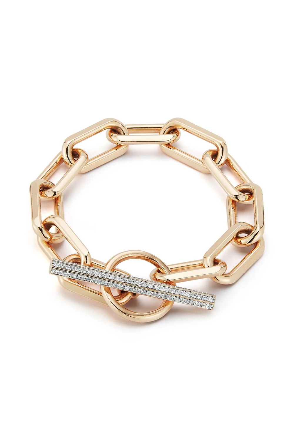 Saxon Jumbo Link Diamond Toggle Bracelet - Rose Gold