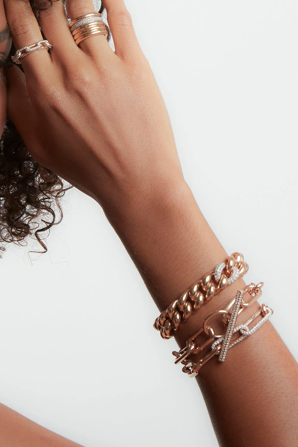 Saxon Jumbo Link Diamond Toggle Bracelet - Rose Gold - Image 2