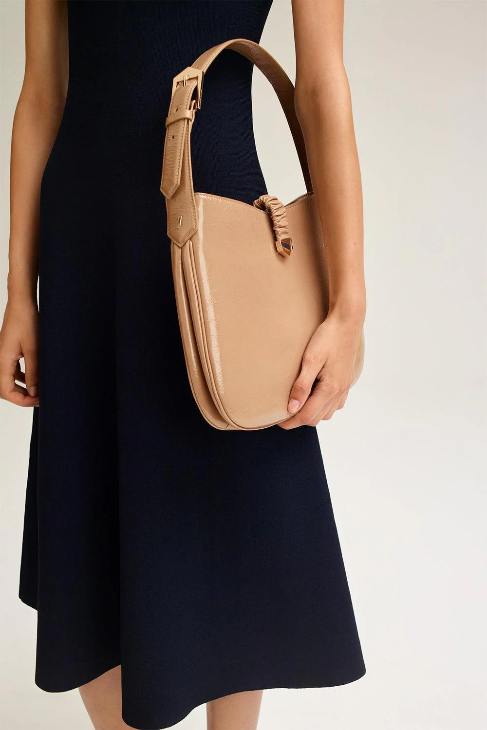 Collared Midi Shirt Dress - Navy - Image 5